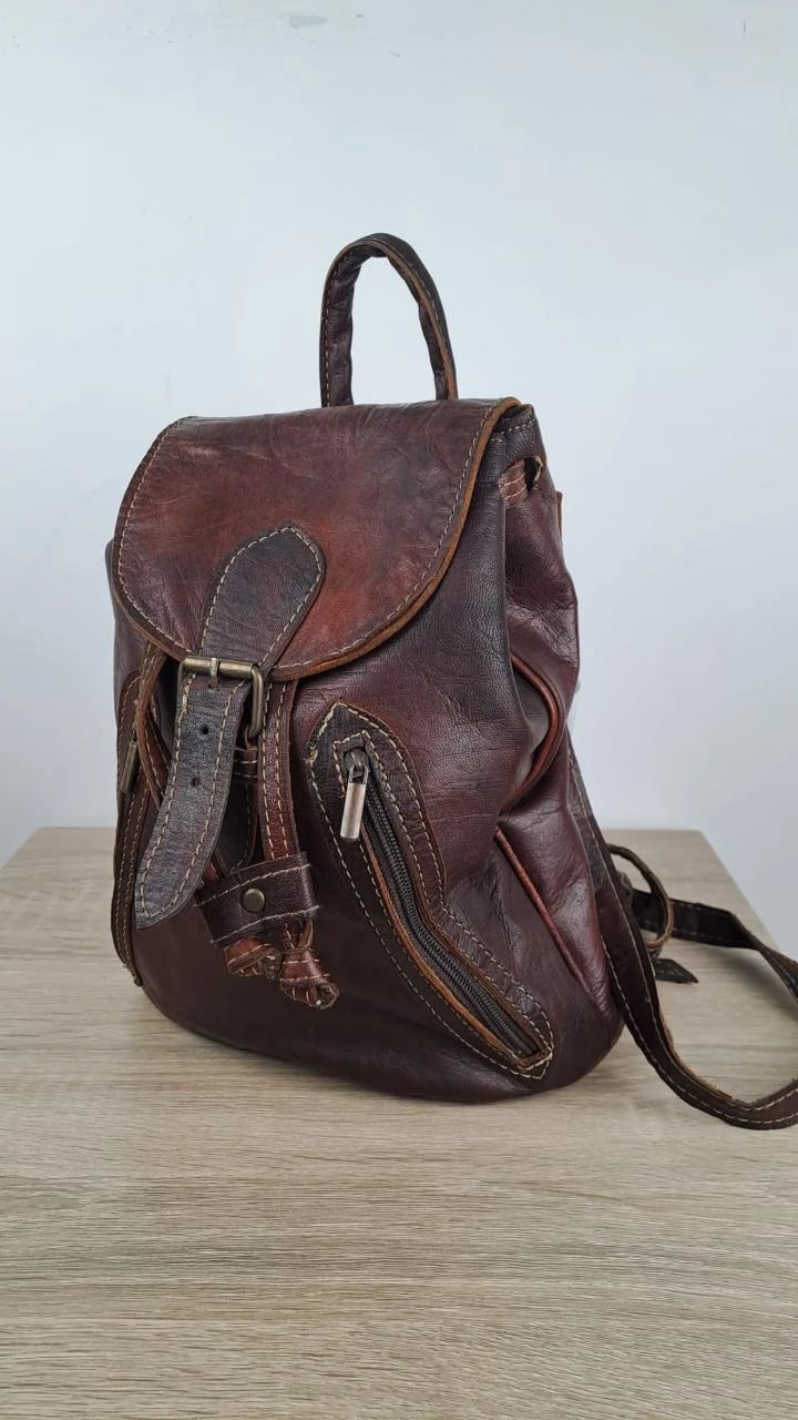 Sac à Dos à Rabat Multipoches / Vintage Bohème / Marron / Unisexe / 164
